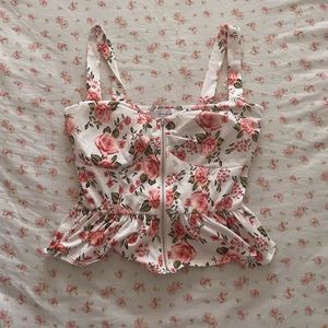 Floral zip up croptop